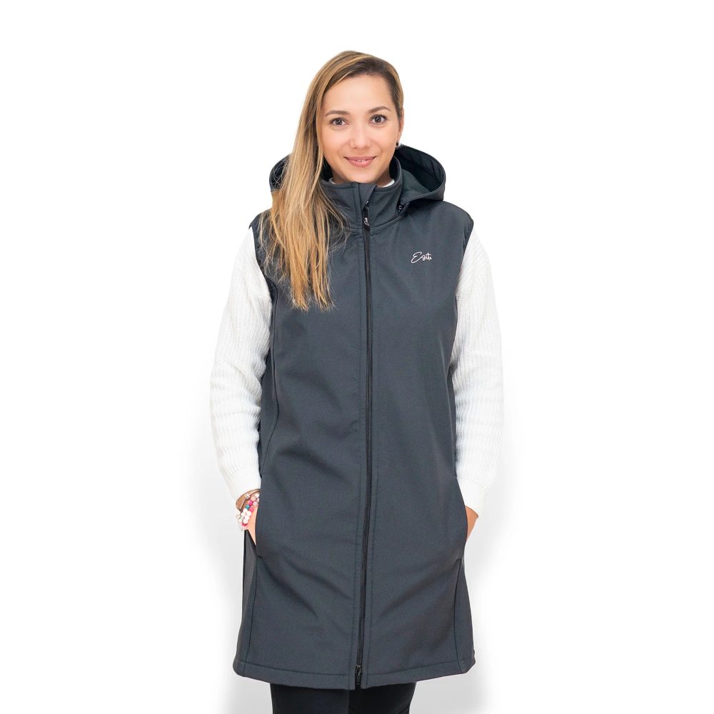 Levně ESITO Dámská dlouhá softshellová vesta Grey - šedá - XS šedá