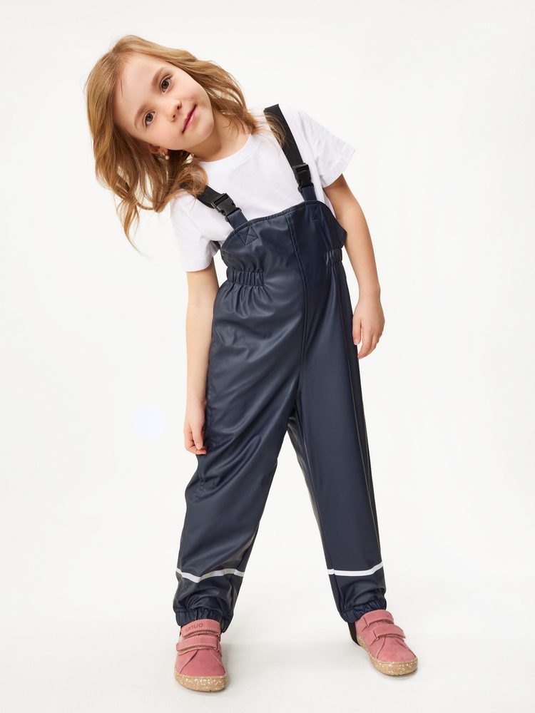 Unuo Dětské nepromokavé kalhoty s fleecem, Tm. Modročerná - 86/92