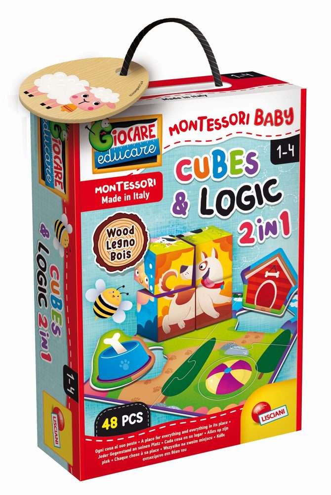 Levně MONTESSORI DŘEVĚNÉ KOSTKY A LOGIC