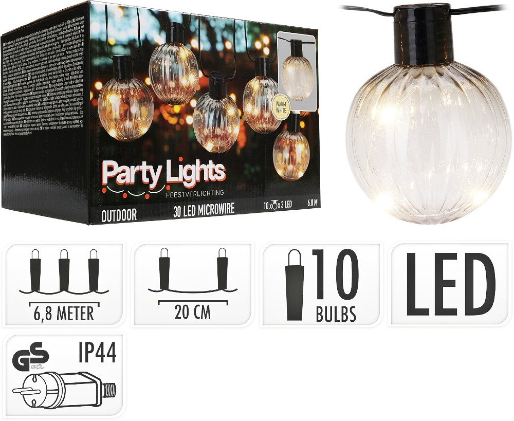 Levně PROGARDEN Světelný řetěz žárovky LED PARTY 10 ks 6,8m KO-AF5300250
