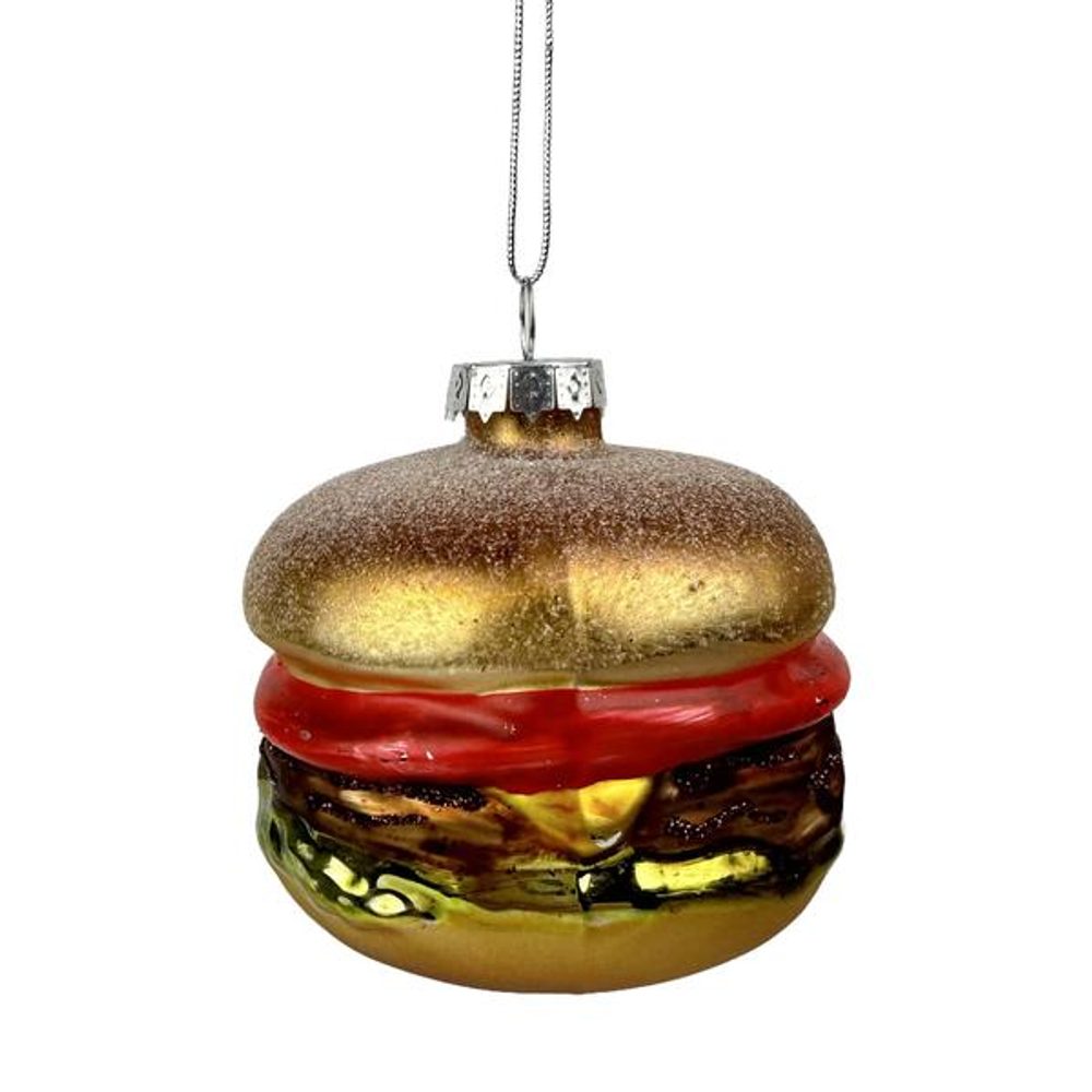 Levně TORO OZDOBA VÁNOČNÍ HAMBURGER 7,5X8,5CM SKLO