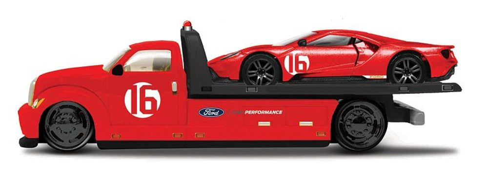 Maisto Maisto Flatbed - 2022 Ford GT Heritage Edition, červená, s číslem 16, 1:64