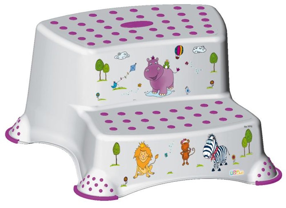 Levně taburetka 40x37,v.21cm,2stupně, bílý, Hroch,plast