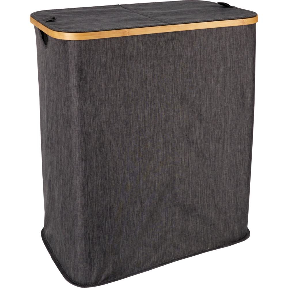 BATHROOM SOLUTIONS Koš na prádlo s bambusovým okrajem 54 x 33 x 60 cm tmavě šedá KO-170495180