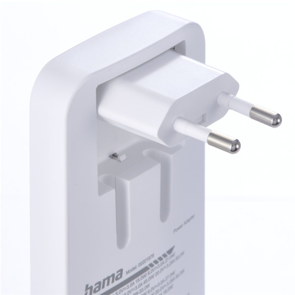 Hama rychlá USB nabíječka GaN 2x USB-C + USB-A, PD/QC 65 W, plochá, skládací (obrázek 7)