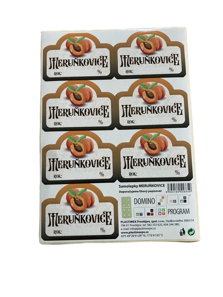 Levně etikety MERUŇKOVICE 7ks, samolepky