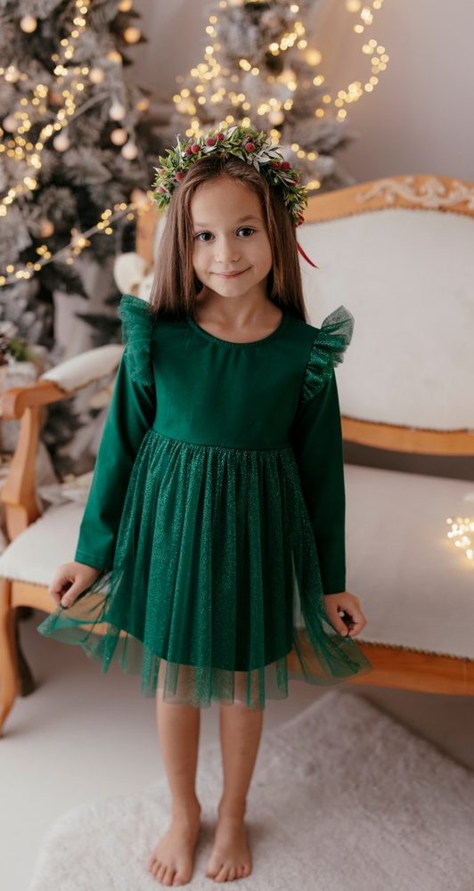 Levně Lily Grey Dívčí slavnostní šaty zelené tyl - 104