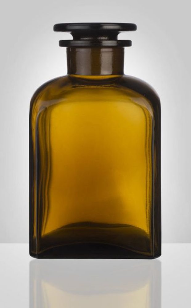 Levně dóza-prachovnice 500ml-čtv.hnědá, zabr.víko, sklo