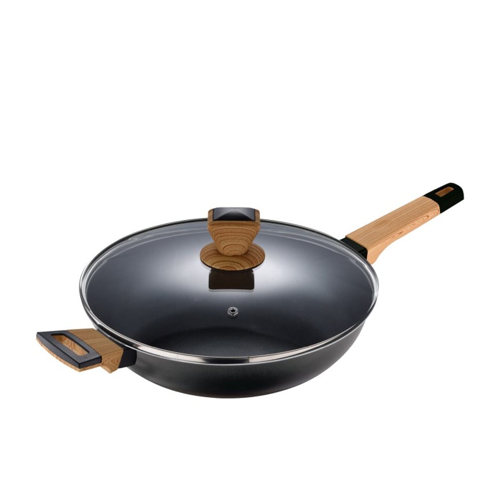 Levně BERGNER Pánev hluboká s nepřilnavým povrchem a poklicí 28 cm Earth Black BG-34628-BK
