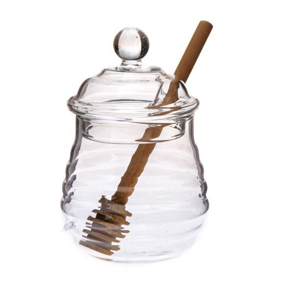 Levně dóza 250ml, d6,5x 8,2cm, na med, naběračka, sklo*duden 2025