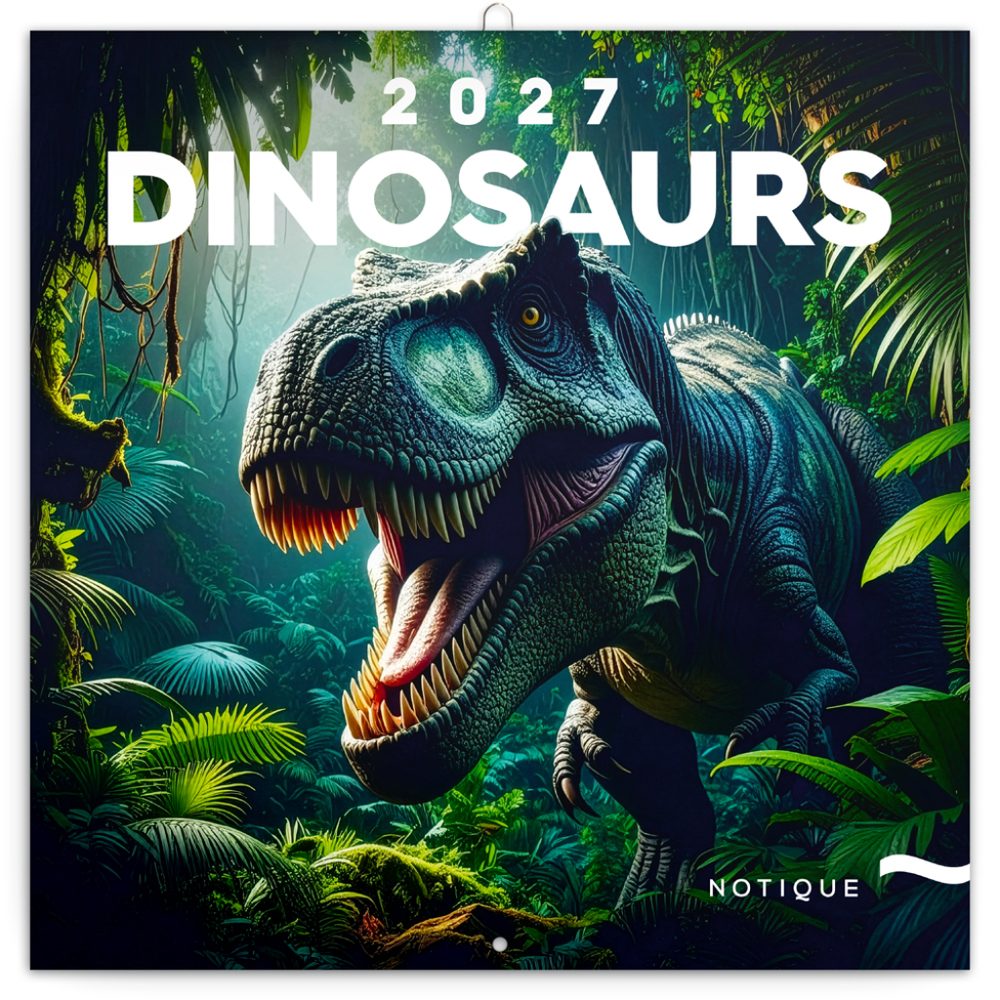 Levně NOTIQUE Poznámkový kalendář Dinosauři 2027, 30 x 30 cm