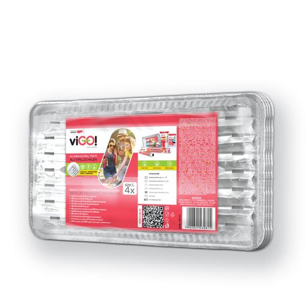 Levně VIGO grilovací tácky quickpack, 4 ks, 22 x 34 x 1,9 cm