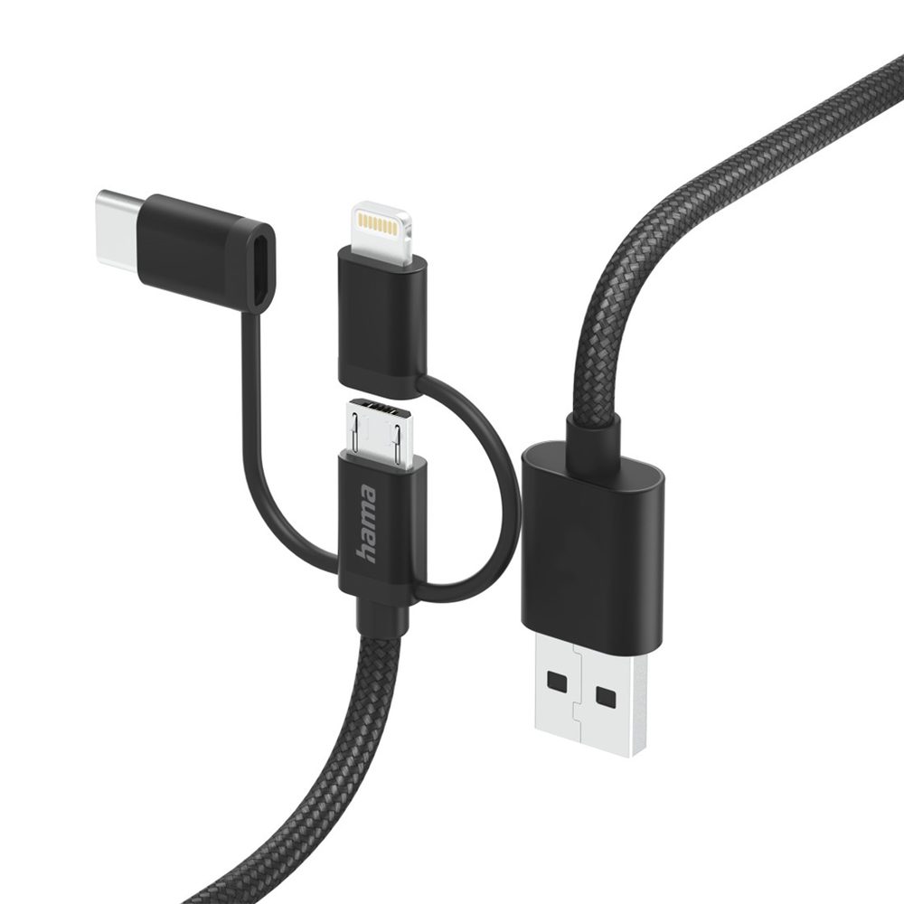 Levně Hama USB kabel 3v1: micro USB, USB-C, Lightning, 1,5 m
