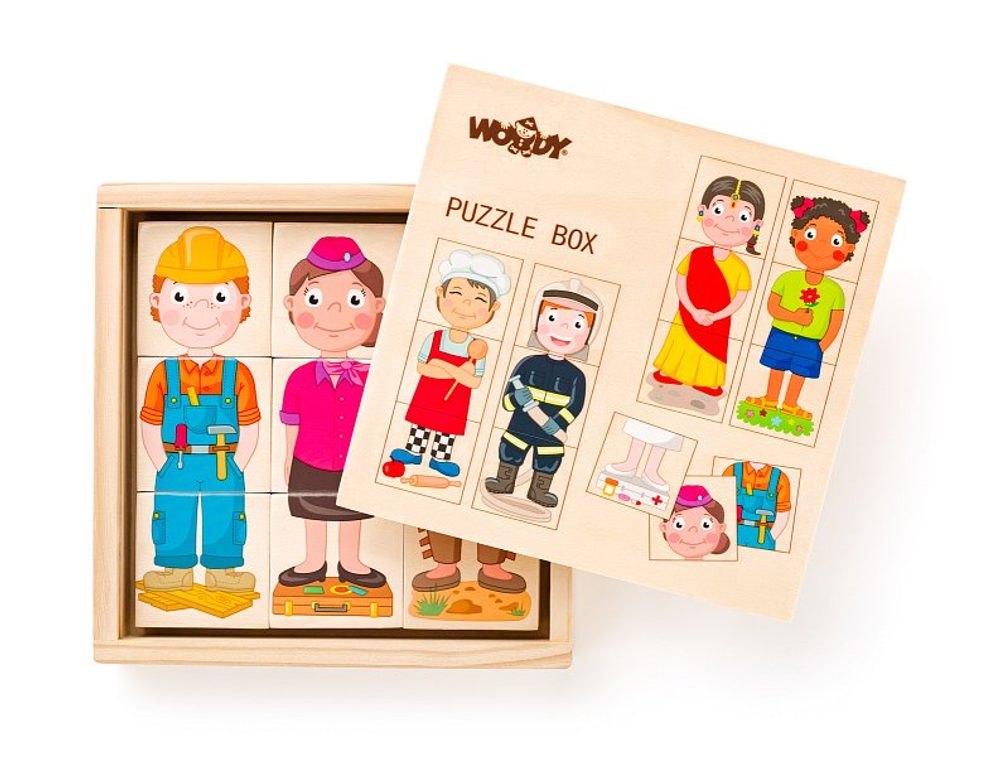Levně WOODY Puzzle - Lidé a povolání z celého světa, v dř. krabičce