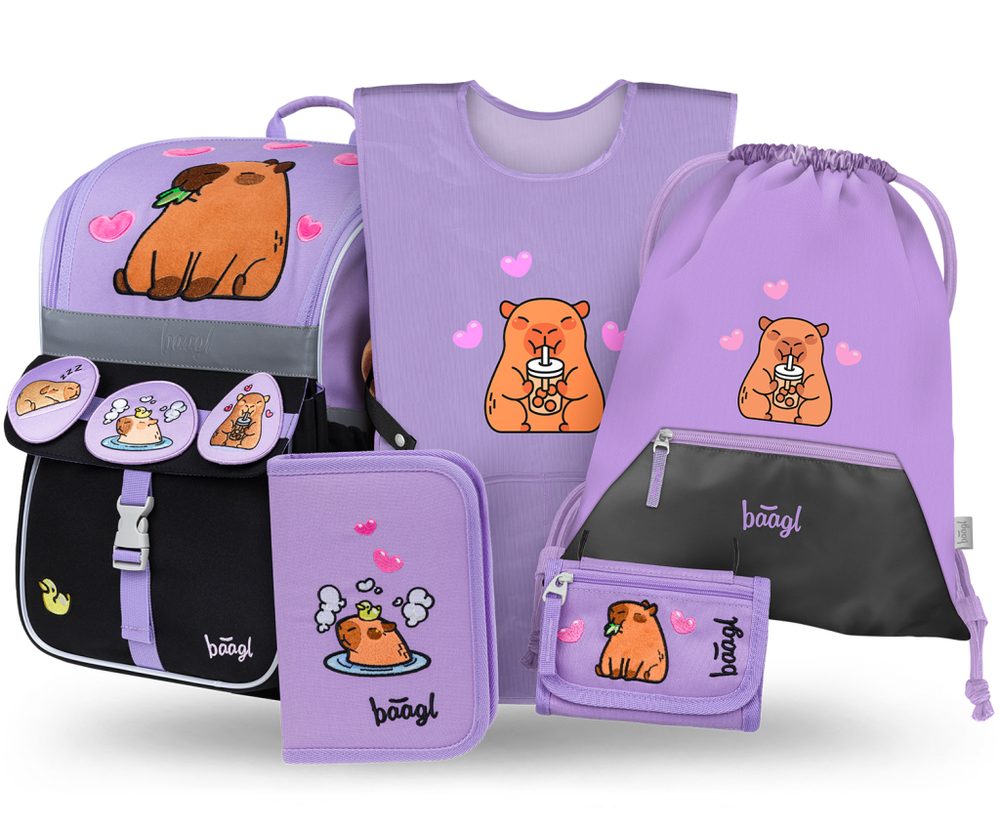 Levně BAAGL SET 5 Zippy Kapybara: aktovka, penál, sáček, zástěra, peněženka