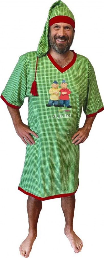Levně Noční košile - Gesto - zelená mřížka - 3XL