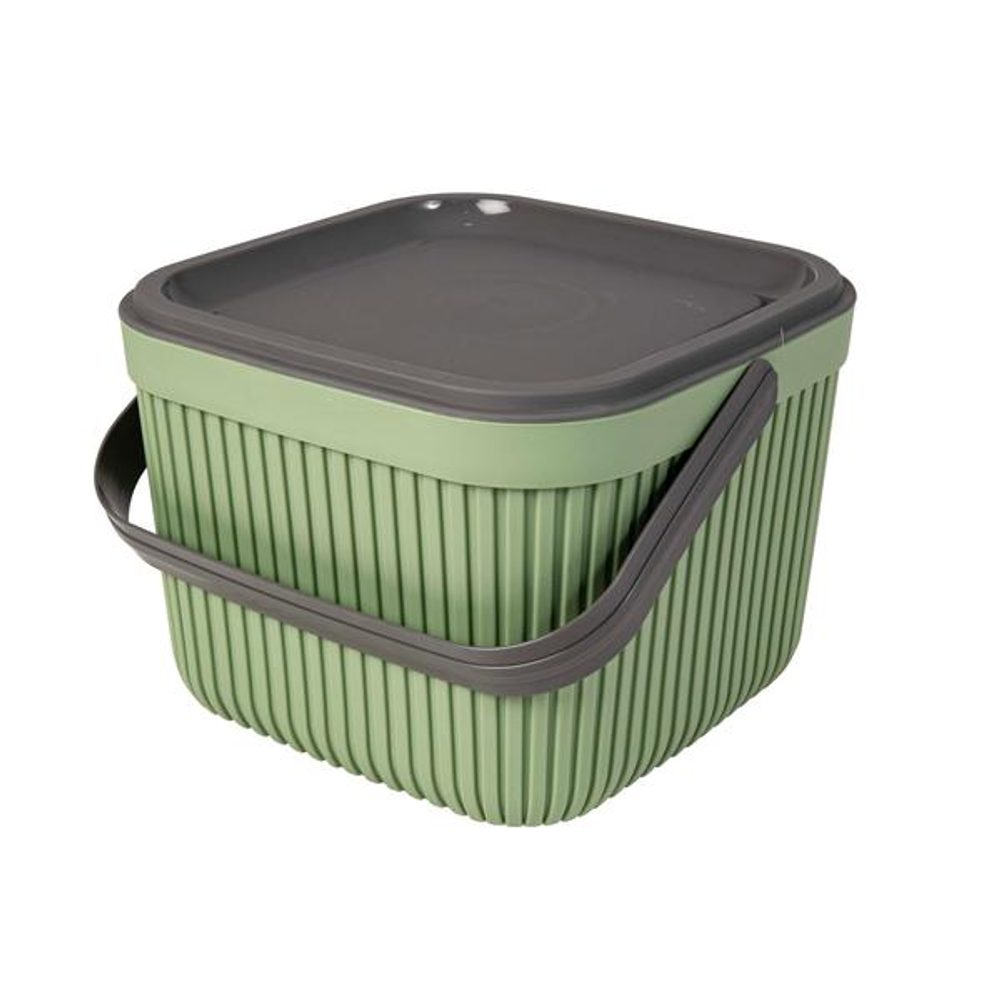 Levně TORO KOŠÍK S VÍKEM A RUKOJETÍ 7 L, PLAST, ZELENÁ