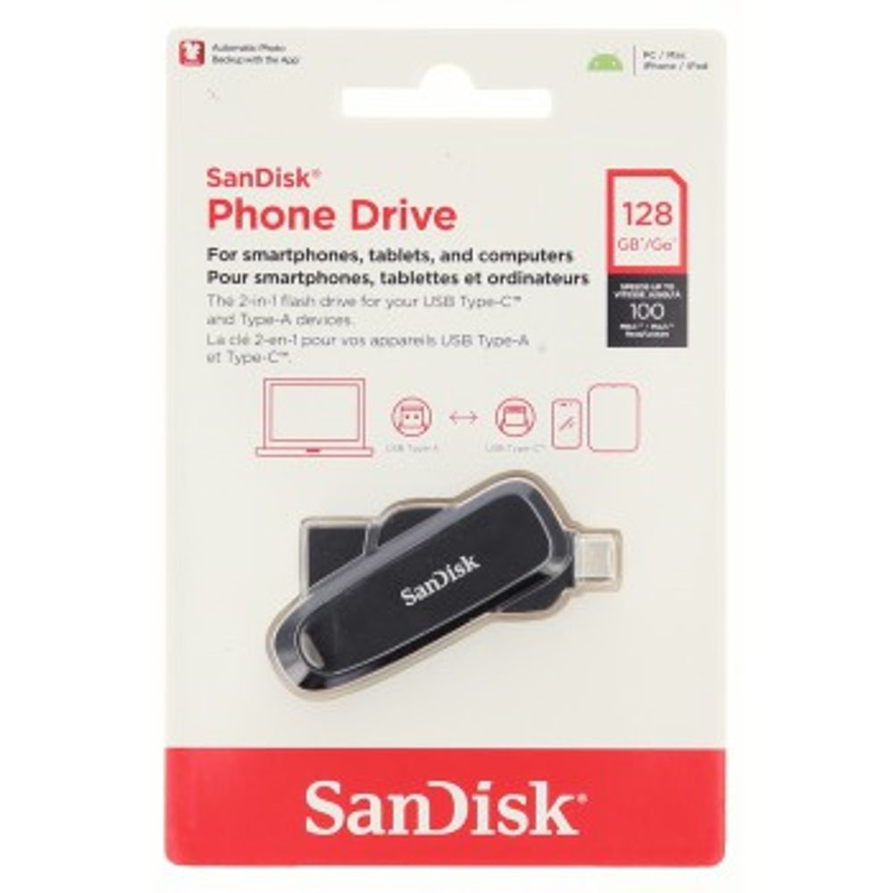 SanDisk Phone Drive USB-C/USB-A 128 GB 3.2 Gen 1, 100 MB/s, černá (obrázek 7)