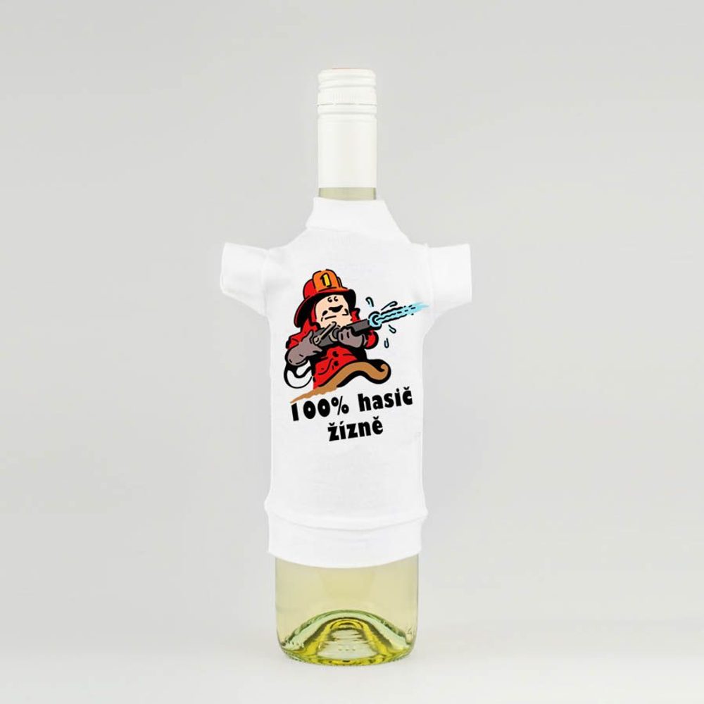 Levně Tričko na láhev - 100% hasič žízně