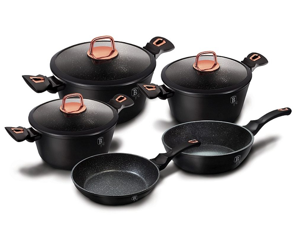 Levně BERLINGERHAUS Sada nádobí s mramorovým povrchem 10 ks Black Rose Collection BH-8168