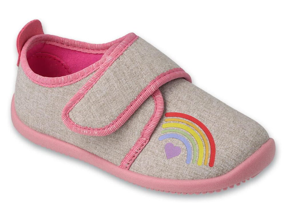 Levně Befado Dívčí BAREFOOT domácí obuv 902Y020 - šedá/růžová - 31