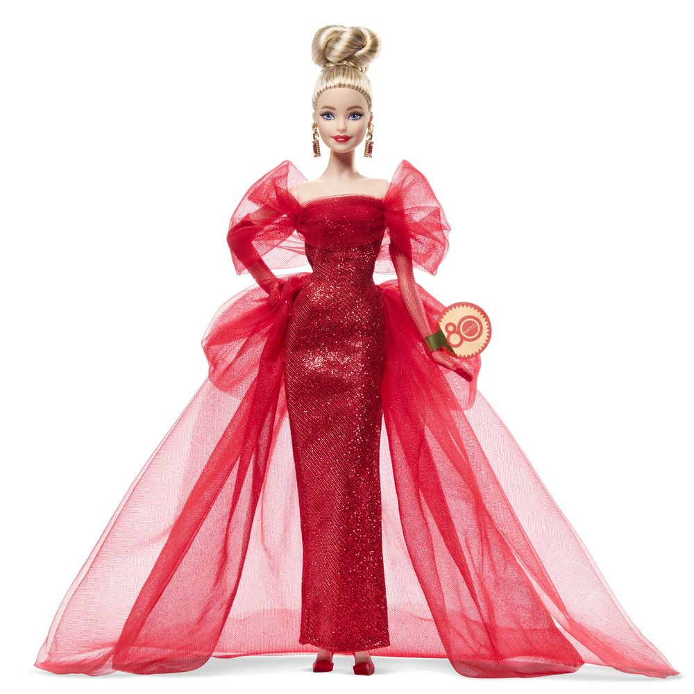Levně Barbie panenka blondýnka 80. výročí mattel