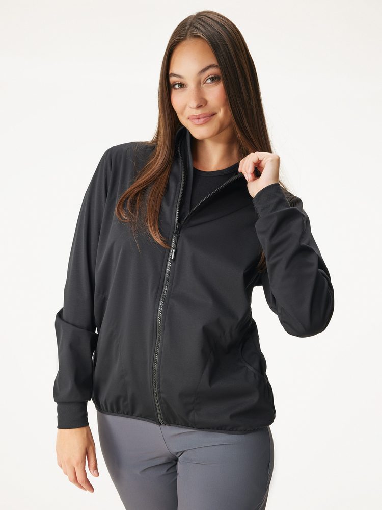 Levně Unuo, Dámská softshellová bunda bez zateplení pružná Basic, Černá - 3XL