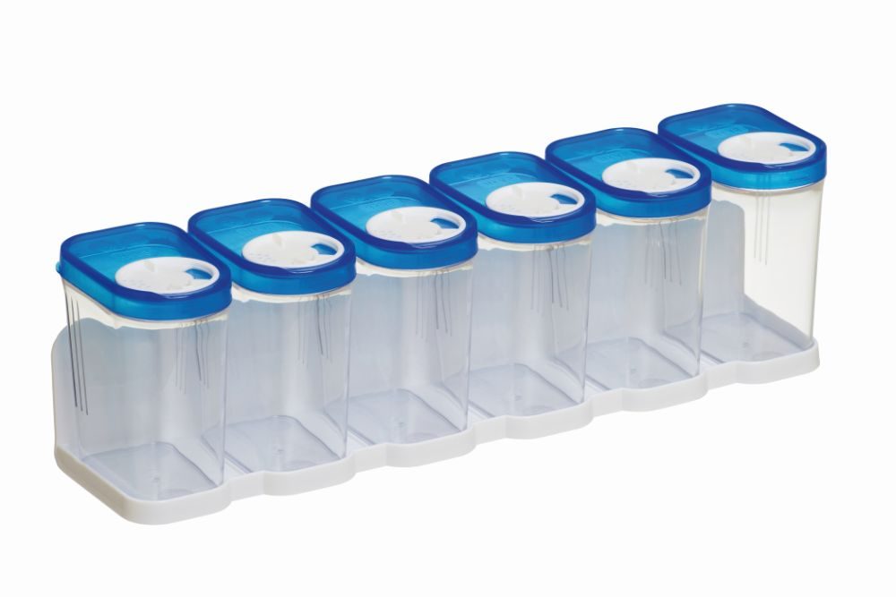 Levně dóza 0,30l sada 6ks s poličkou, plast