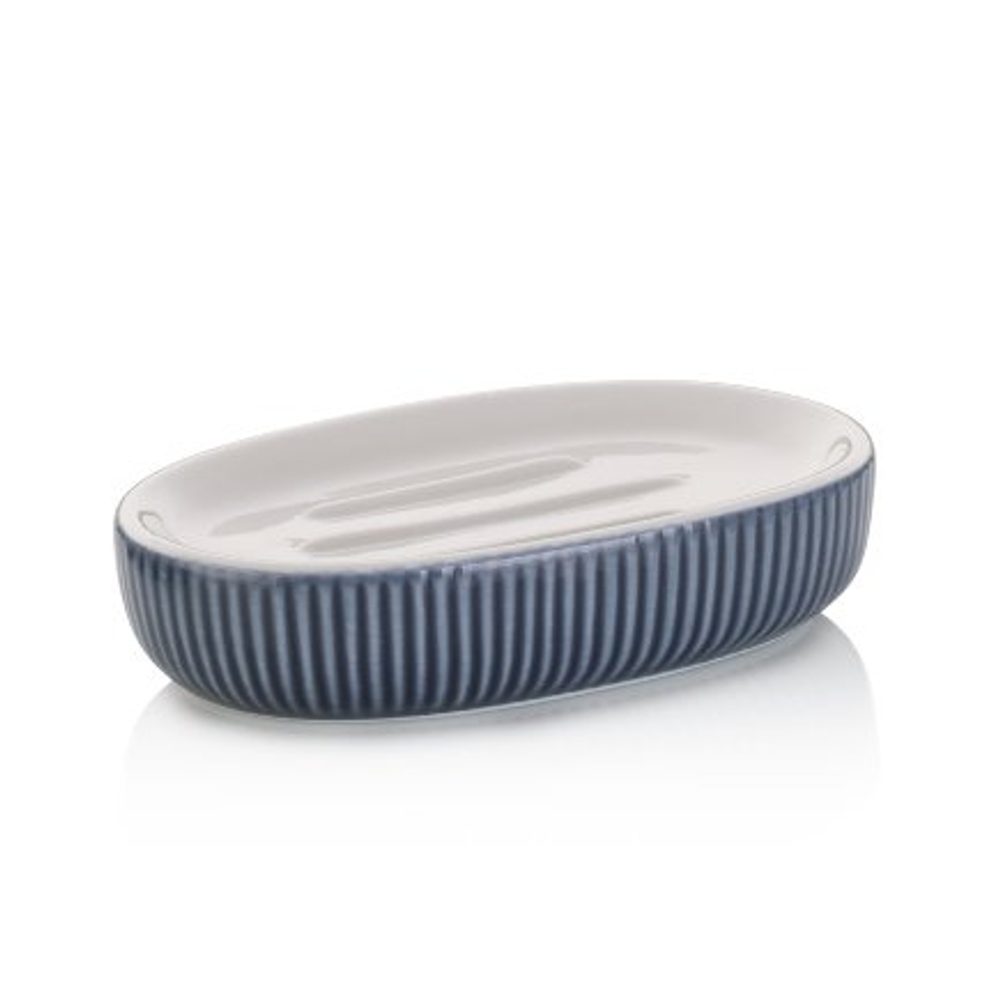 Levně KELA Miska na mýdlo Ava keramická kouřově modrá 13,5x8,5x3,0cm KL-24424
