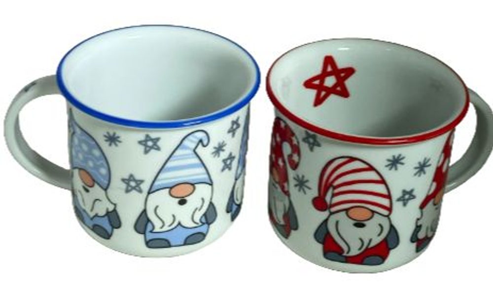 Levně hrnek 250ml TINA - SKŘÍTEK ČERVENÝ, MODRÝ vánoční, čes.porcelán