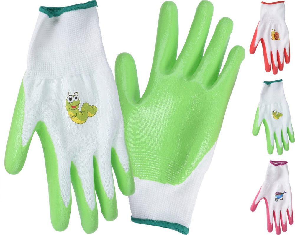 rukavice 1 pár, PES+PVC, 3 barvy, dětské,zahradní