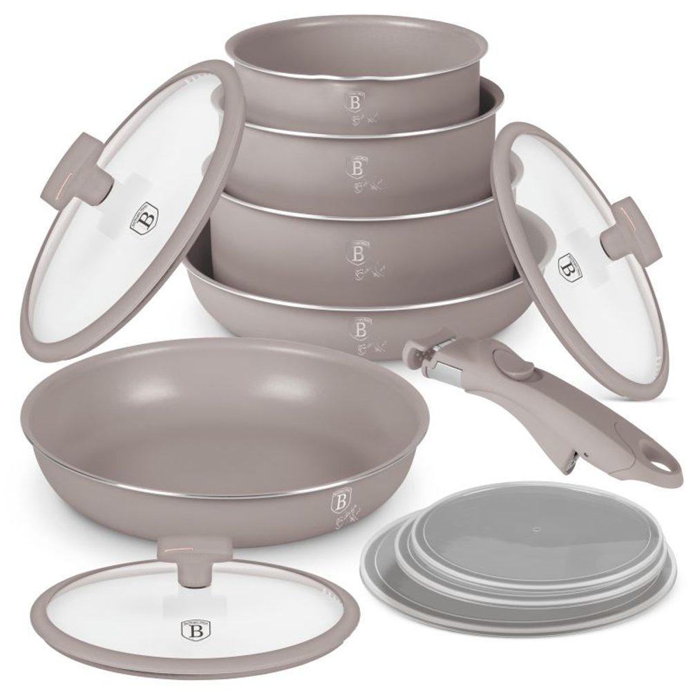 Levně BERLINGERHAUS Sada nádobí s titanovým povrchem 12 ks Taupe Collection BH-8251