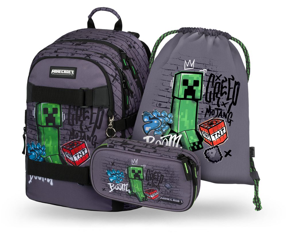 Levně BAAGL SET 3 Skate Minecraft TNT: Batoh, Etue, Sáček