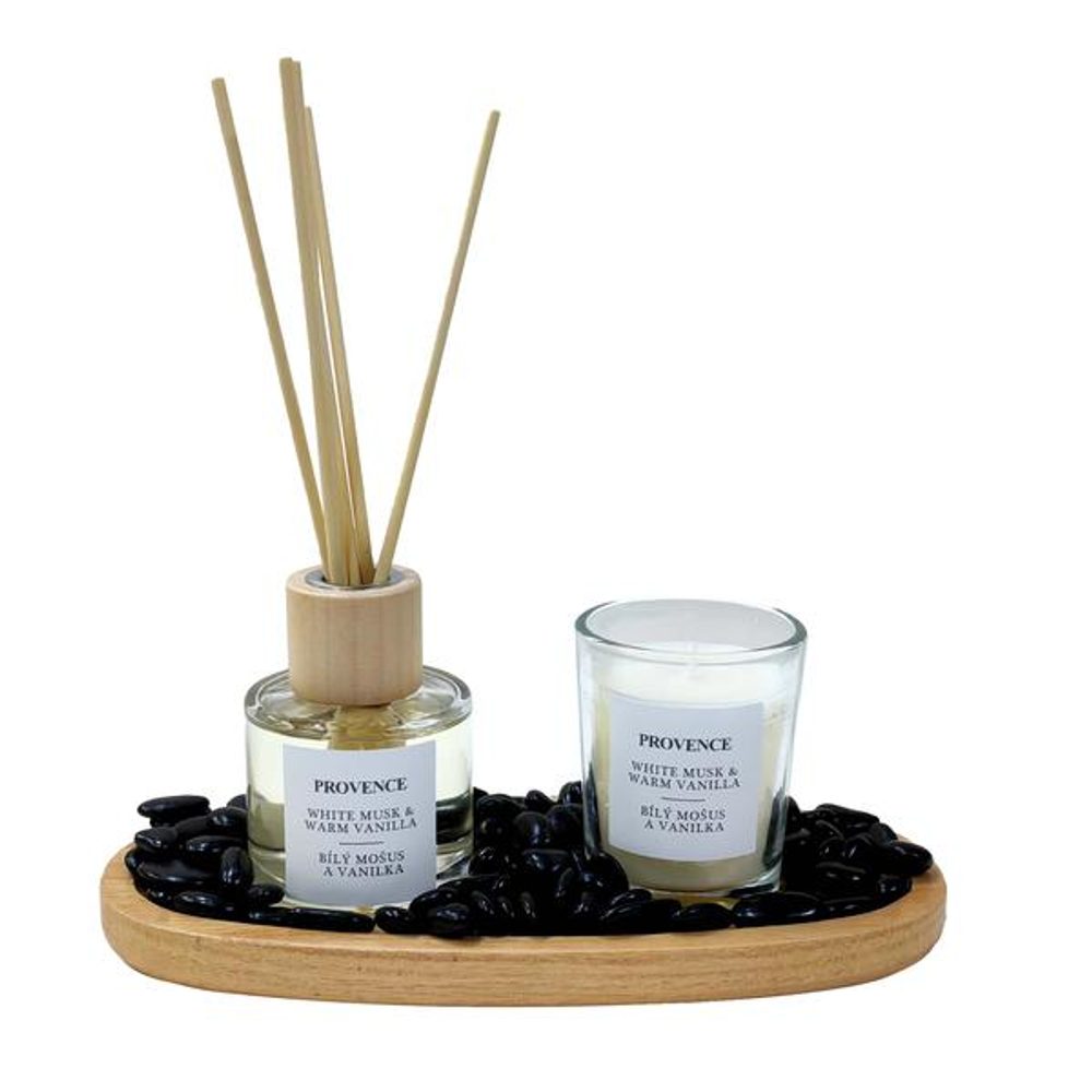 Levně Provence SVÍČKA VE SKLE + DIFUZÉR 50ML HŘEJIVÁ VANILKA