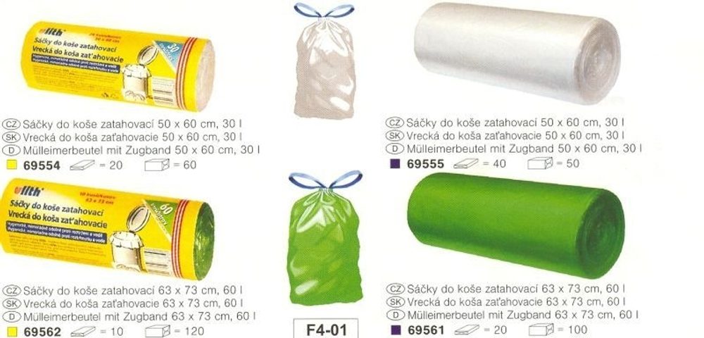 Levně sáčky odp. 60l-10ks-63x73cm, zatahovací
