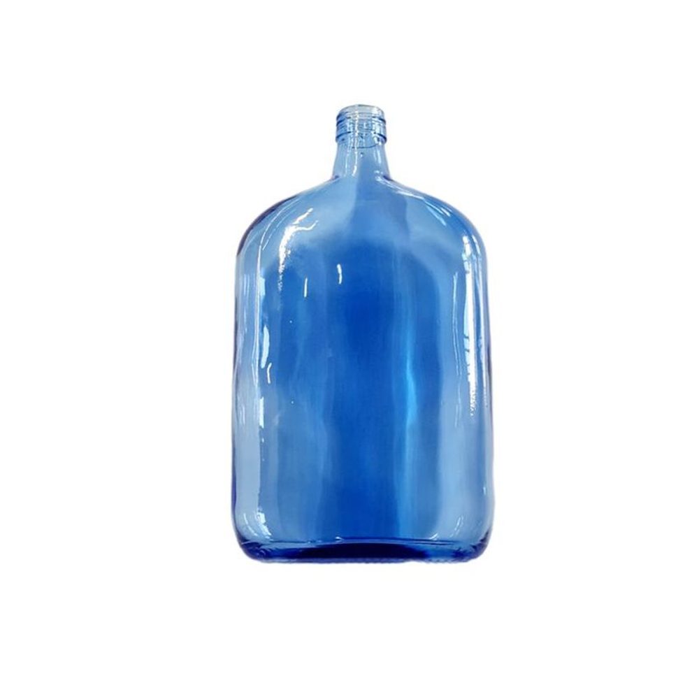 Levně láhev 1,0l TAFLA (placatka)šroubení, sklo MODRÁ