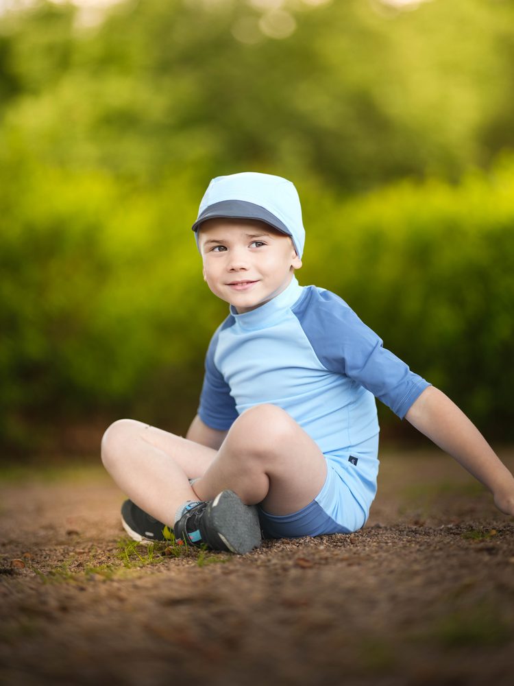 Levně Unuo, Dětské plavky s UV ochranou 50+, Modrá - 110/116