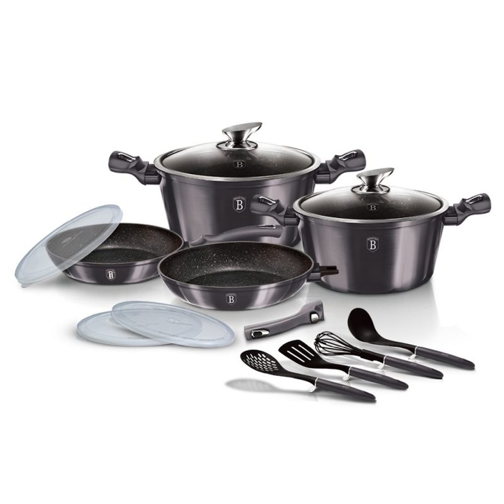 Levně BERLINGERHAUS Sada nádobí s mramorovým povrchem 13 ks Carbon PRO Line BH-7059