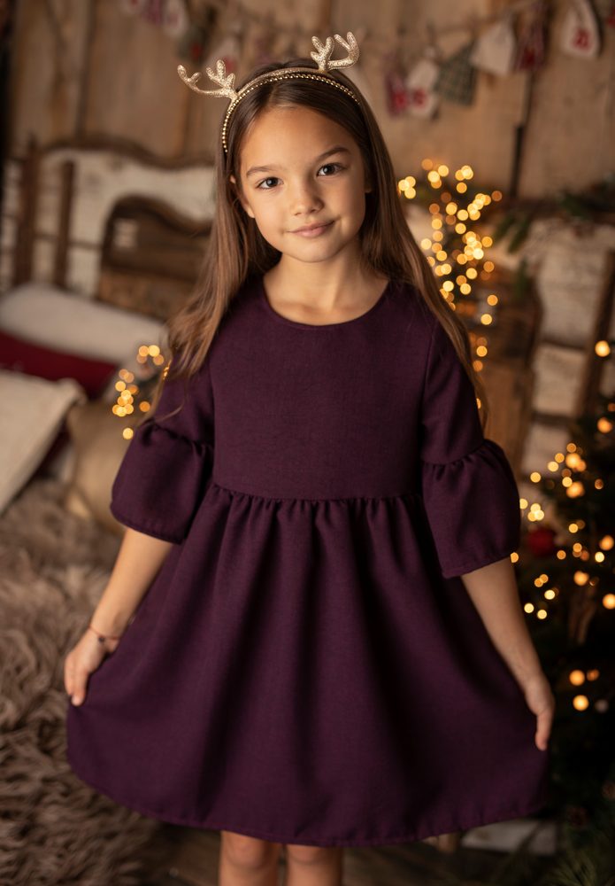 Levně Lily Grey Dívčí slavnostní boho šaty vínové - 128