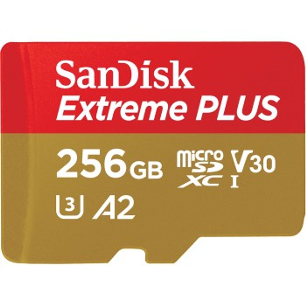 Levně SanDisk Extreme PLUS microSDXC 256 GB + SD Adapter 200 MB/s and 140 MB/s A2 C10 V30 UHS-I U3