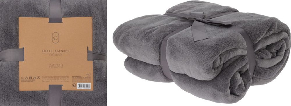 Levně HOMESTYLING Deka fleece 180 x 230 cm ESSENTIALS šedá KO-HZ1011870