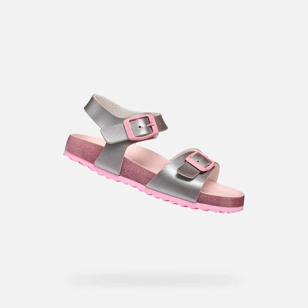 Levně Stříbrné dívčí sandály Geox Adriel Girl - 26