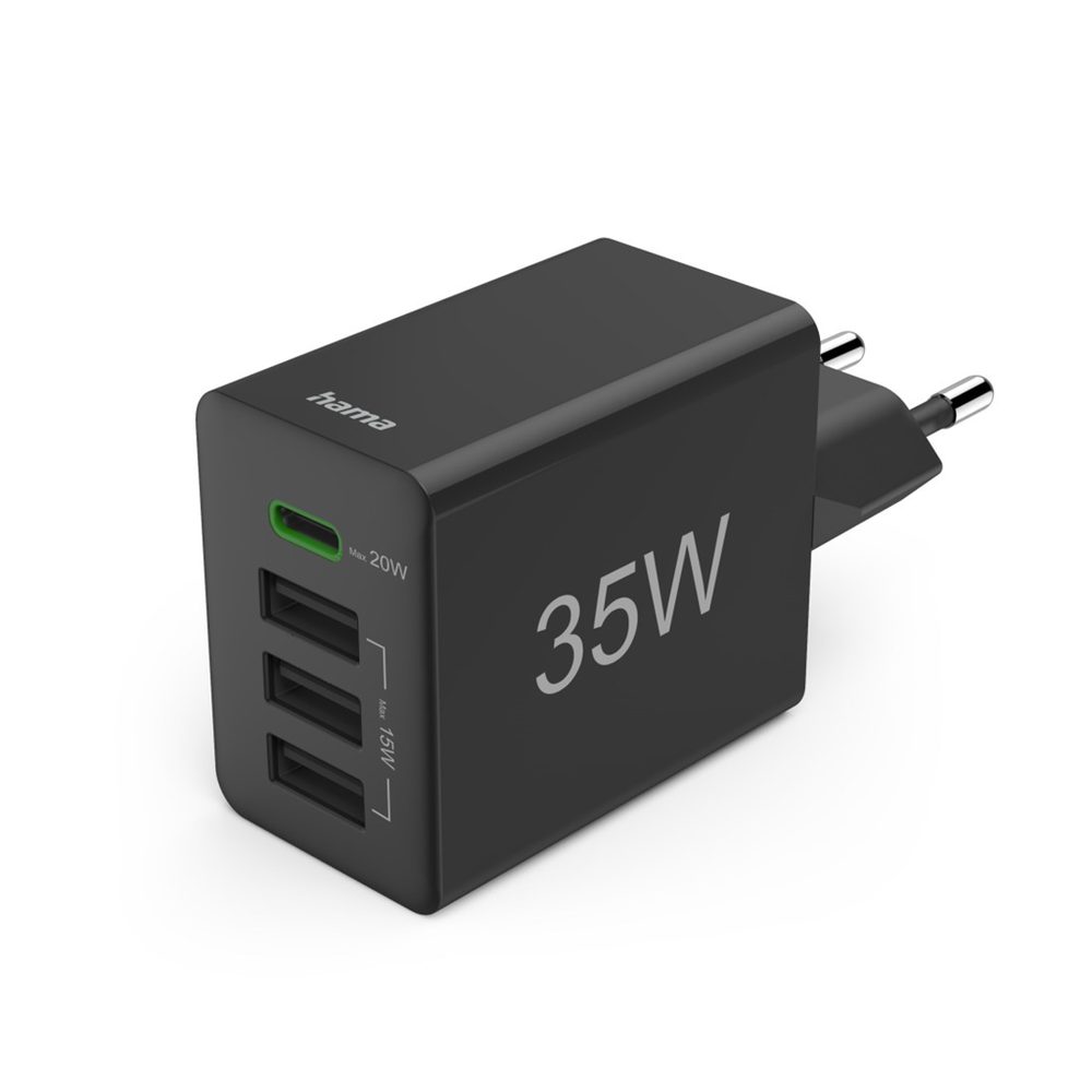Levně Hama rychlá USB nabíječka 1x USB-C + 3x USB-A, PD/QC, 35 W