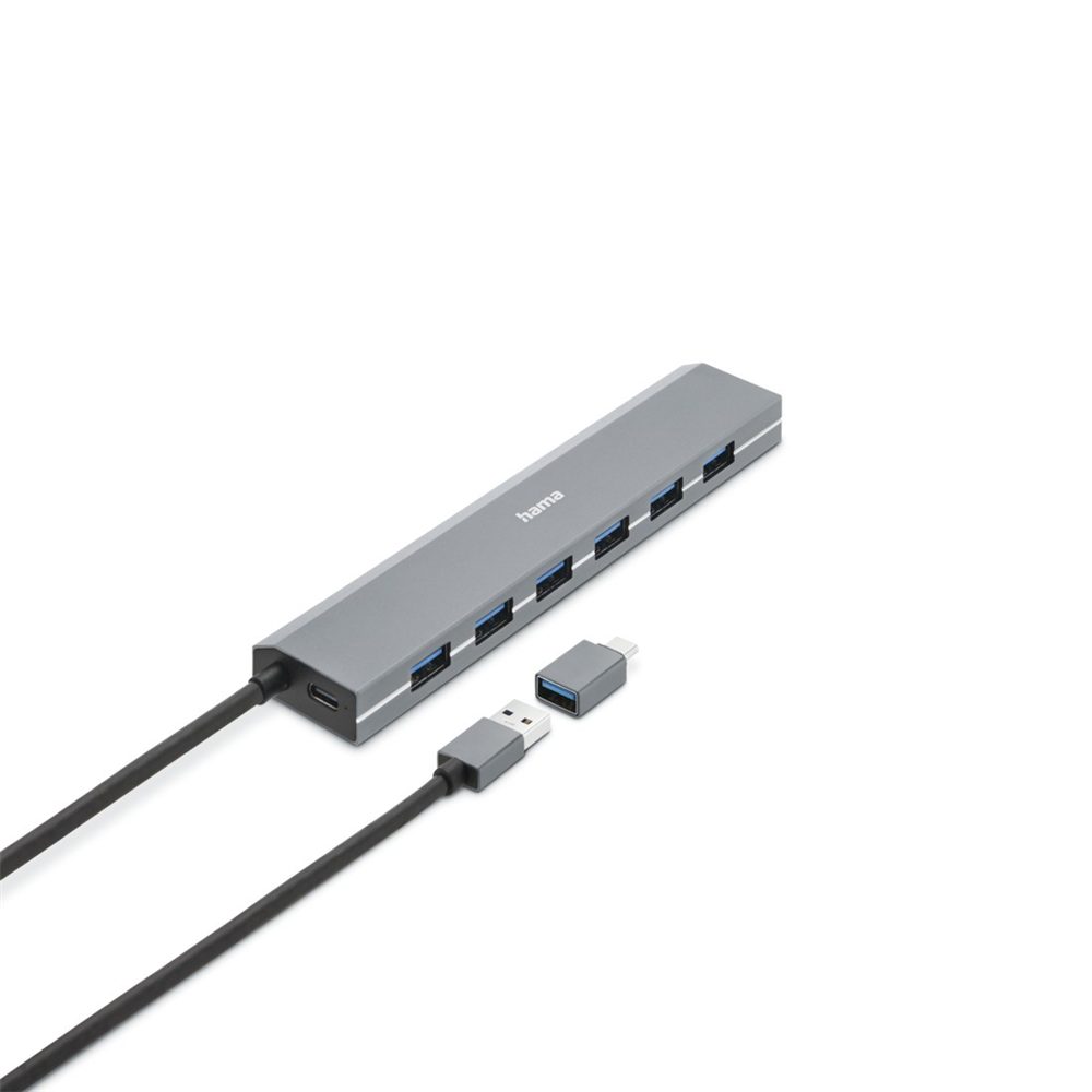 Levně Hama USB hub, 7 portů, USB 3.2, 5 Gb/s, USB-C adaptér, síťový zdroj