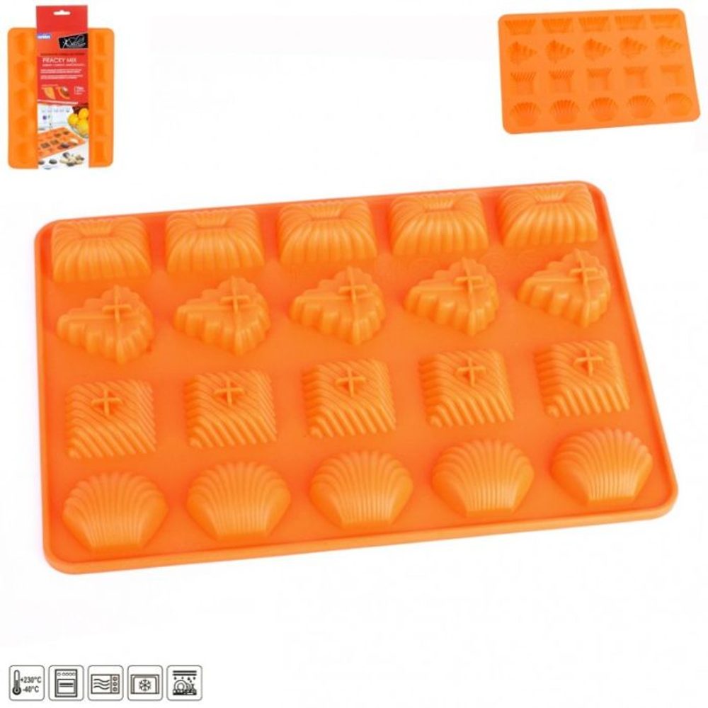 Levně forma pracky 20-MIX-silikon 28,5x21x1,5cm, oranž
