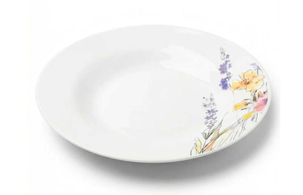 talíř d23cm hluboký TULYA, luční květiny, porcelán