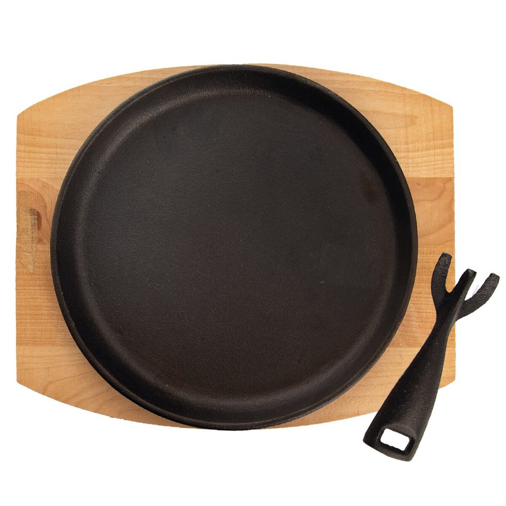 Levně Pánev LITINA s prkénkem pr. 22 cm