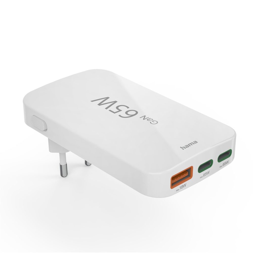 Hama rychlá USB nabíječka GaN 2x USB-C + USB-A, PD/QC 65 W, plochá, skládací (obrázek 12)