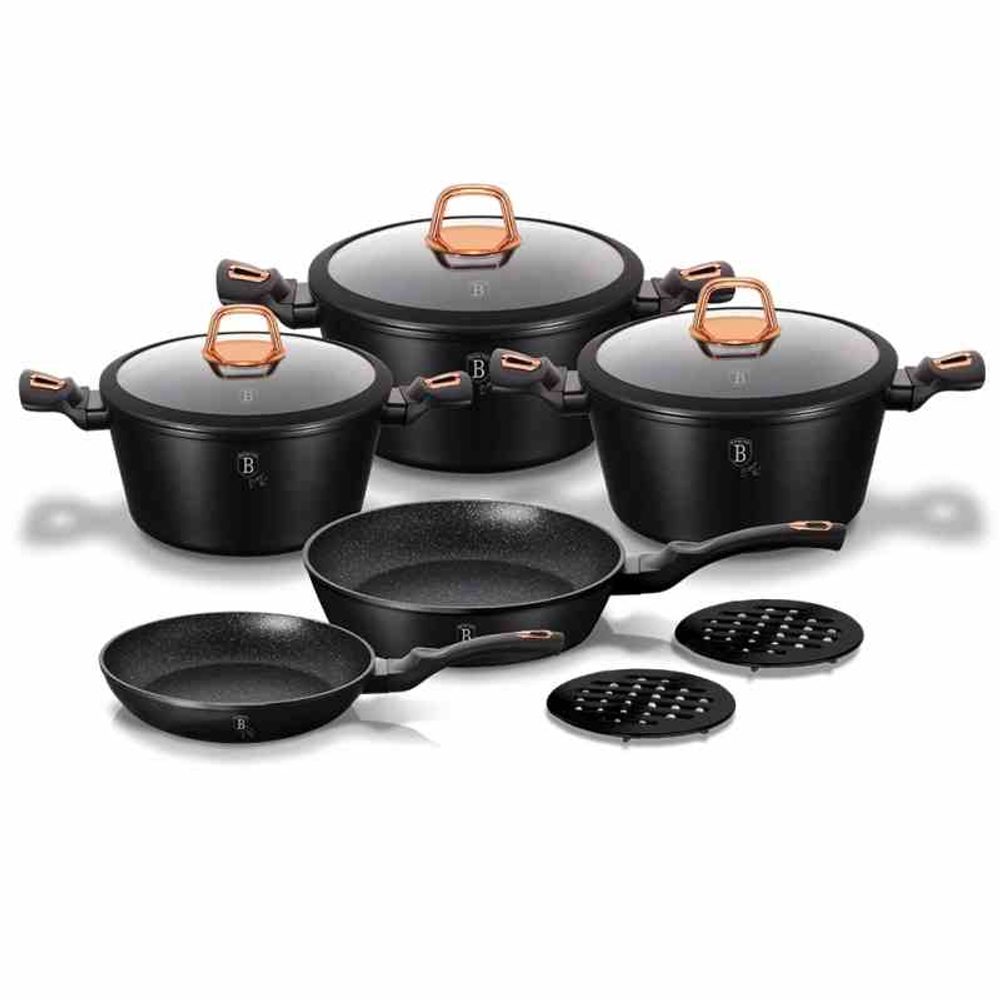 Levně BERLINGERHAUS Sada nádobí s mramorovým povrchem 10 ks Black Rose Collection BH-1645