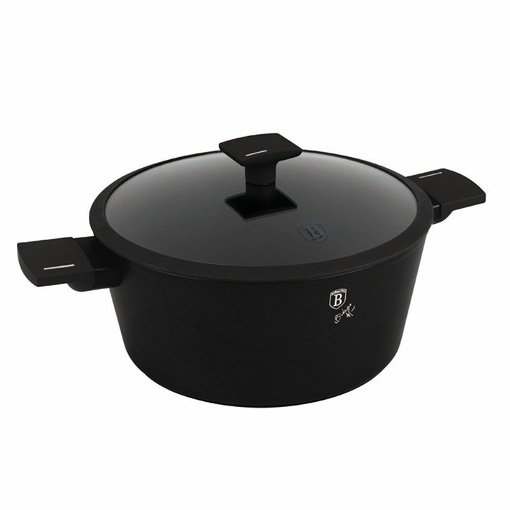 Levně BERLINGERHAUS Kastrol s titanovým povrchem a poklicí 28 cm Matte Black Collection BH-8189